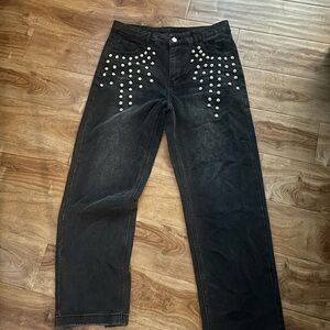 Men's Black Studded Jeans